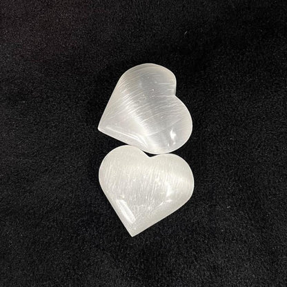 Selenite Heart 2.5in / 7cm Wide Palm Stone, Worry Stone, Polished (1 pc)