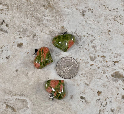 Unakite 25x20mm Heart Pendant