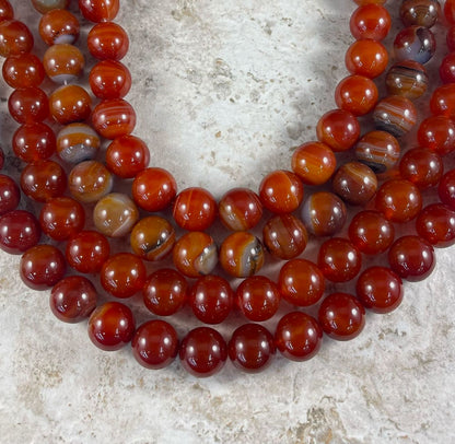 Carnelian aka Banded Agate, Round 12mm 18mm