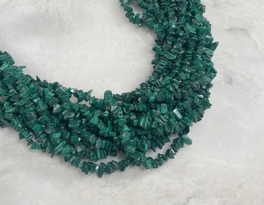 Malachite, 5-7mm Chips, 34 inch Strands