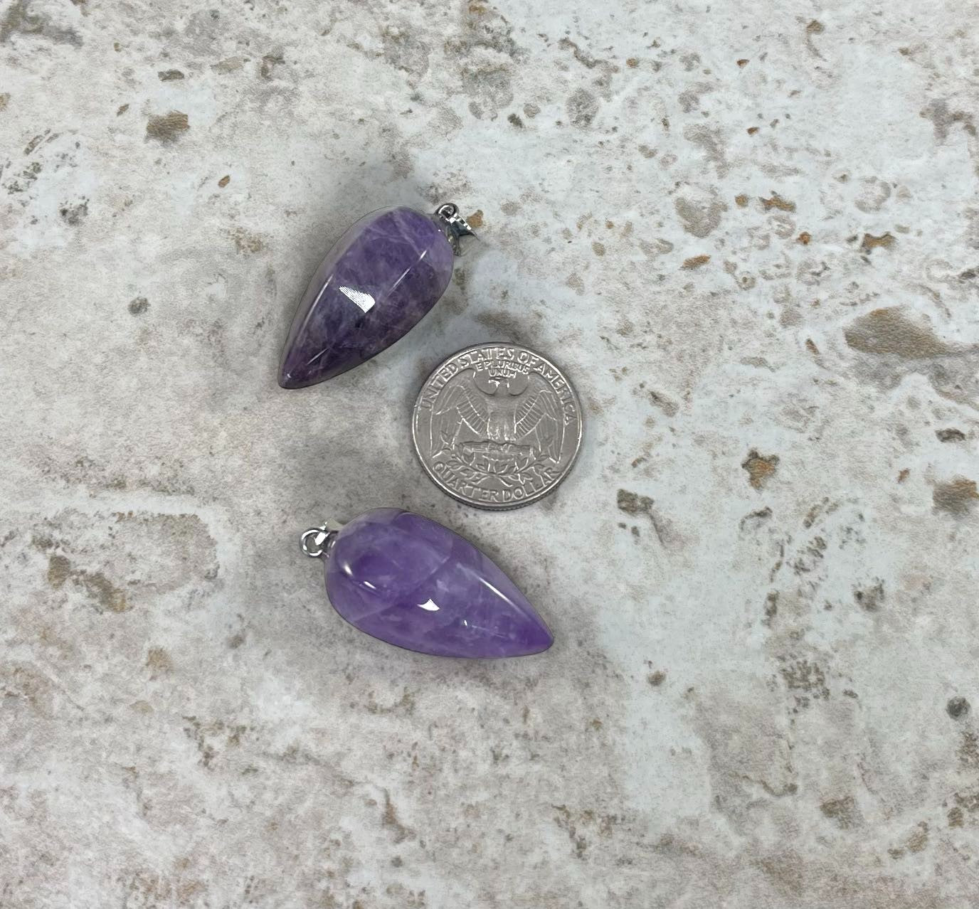 Amethyst , Cut Point Pendant, 15x30mm (1pc)