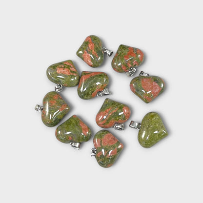 Unakite 25x20mm Heart Pendant