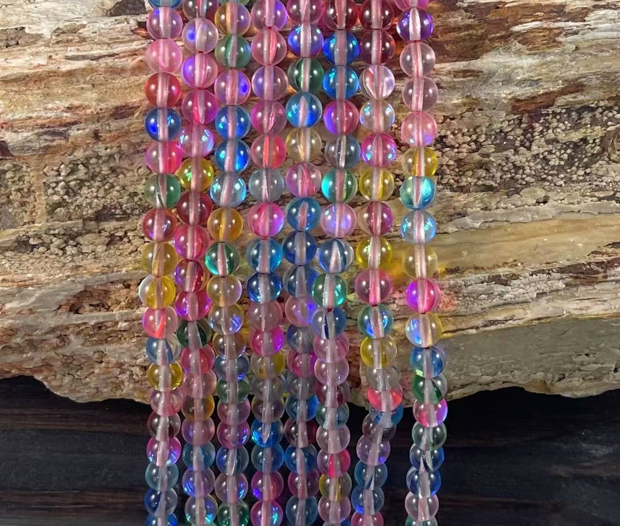 Mermaid Glass Beads aka Mystic Aura Quartz, Round 6mm 8mm