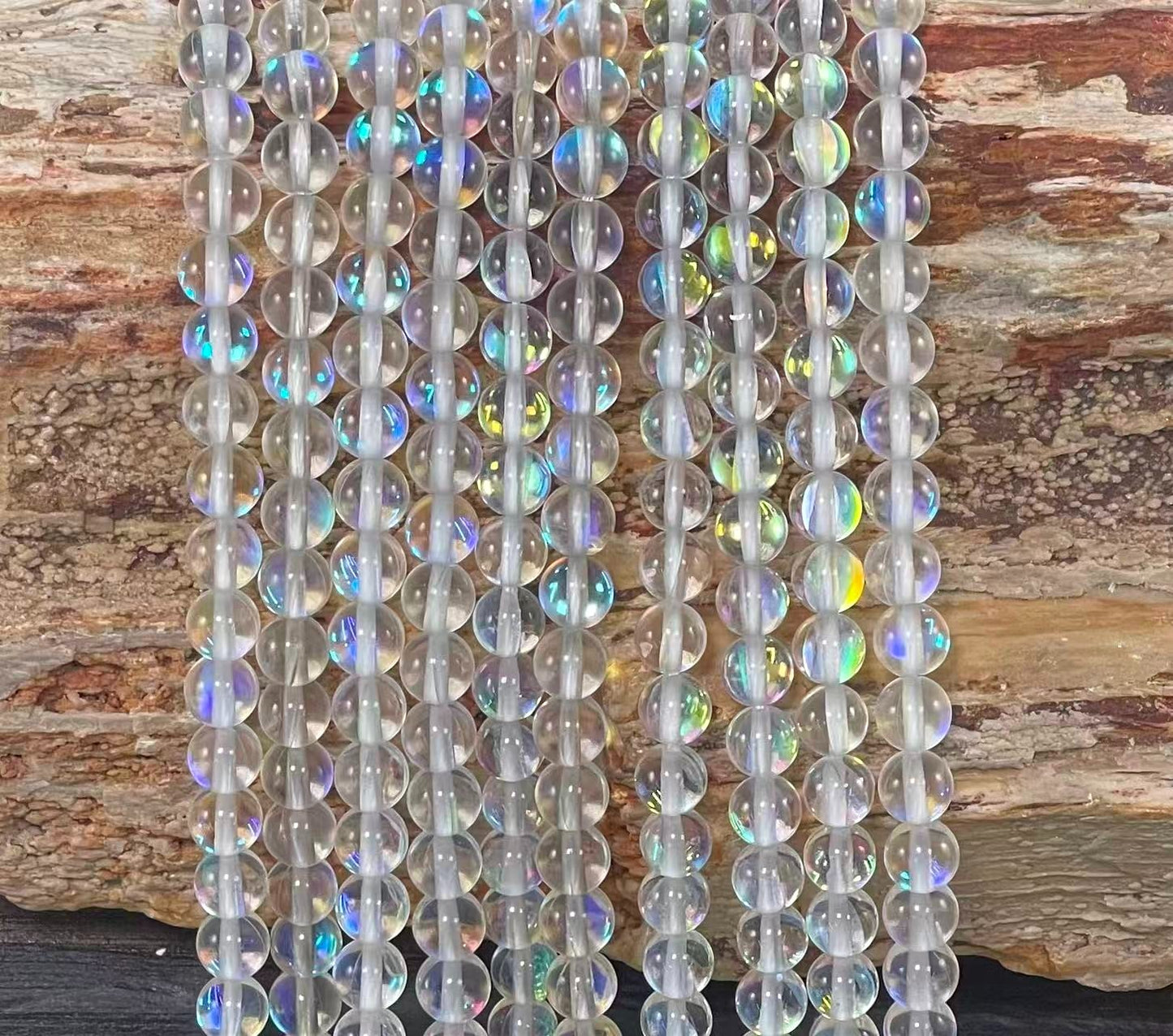 Mermaid Glass Beads aka Mystic Aura Quartz, Round 6mm 8mm
