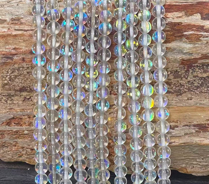 Mermaid Glass Beads aka Mystic Aura Quartz, Round 6mm 8mm