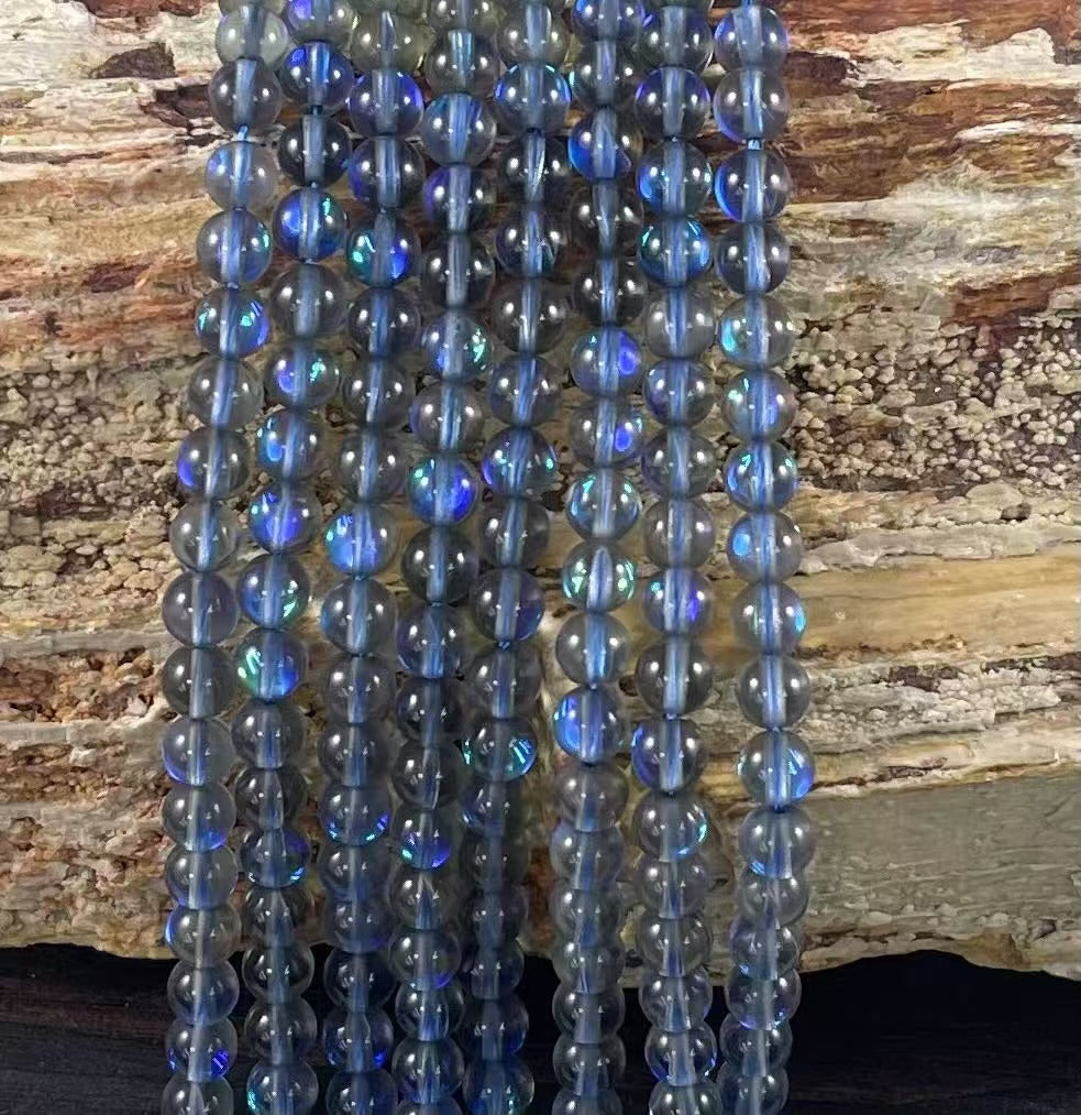 Mermaid Glass Beads aka Mystic Aura Quartz, Round 6mm 8mm