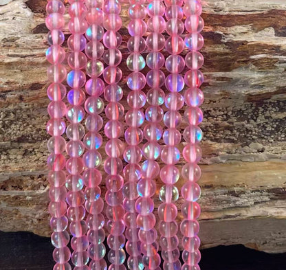 Mermaid Glass Beads aka Mystic Aura Quartz, Round 6mm 8mm