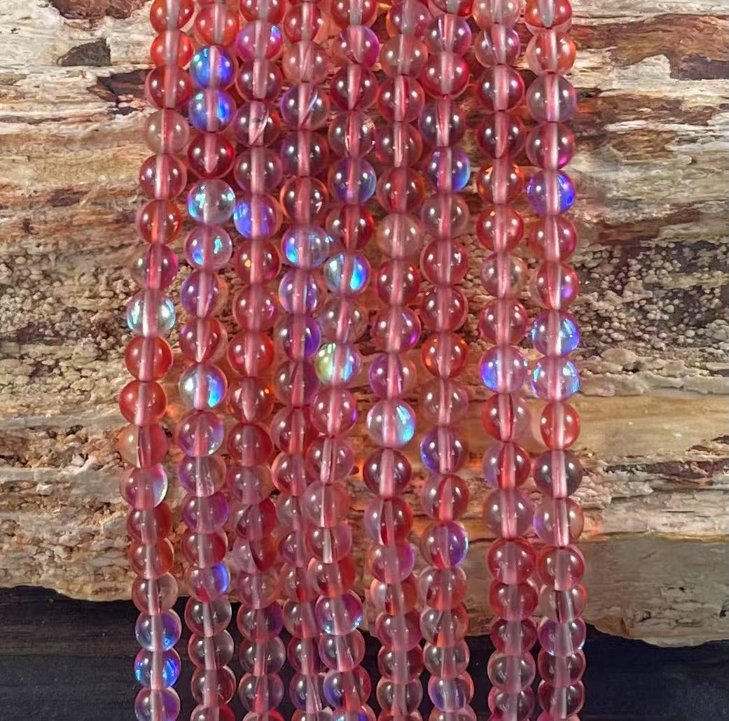 Mermaid Glass Beads aka Mystic Aura Quartz, Round 6mm 8mm