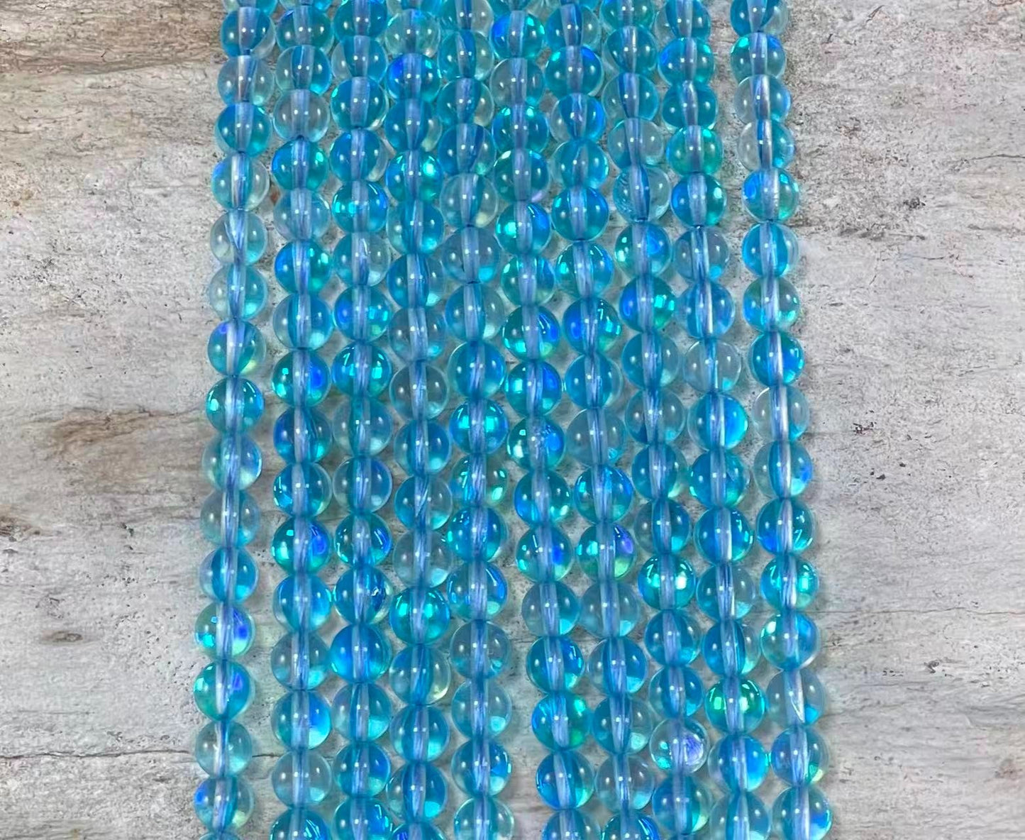 Mermaid Glass Beads aka Mystic Aura Quartz, Round 6mm 8mm