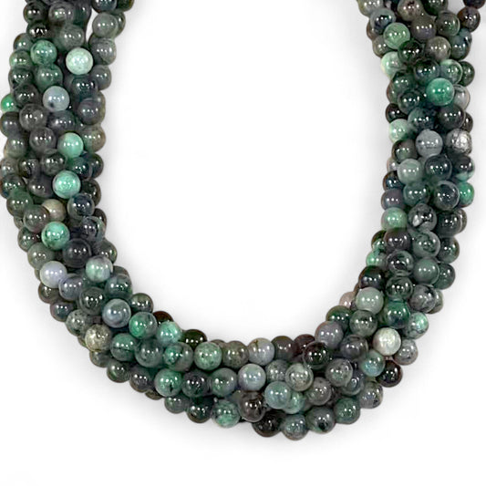 Emerald w/ Skin (Agate) Round 6mm 8mm