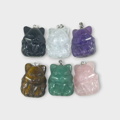 9 Tail Fox, Gemstone Pendants, 23x31mm (1pc)