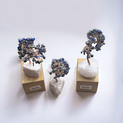 Gemstone Tree w/ Stone Base, 3-5in Tall,