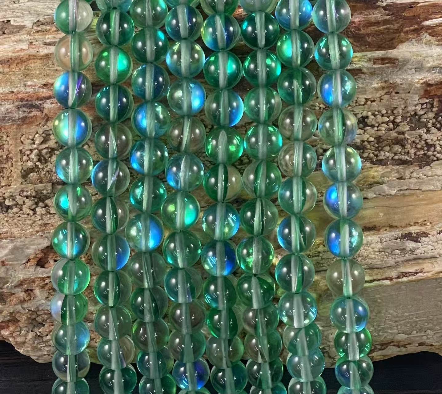 Mermaid Glass Beads aka Mystic Aura Quartz, Round 6mm 8mm