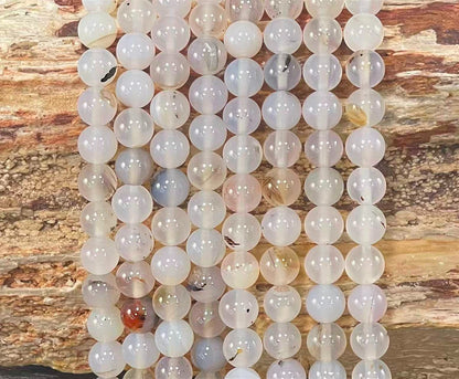 Dendritic Grey Agate, Round 6mm 8mm