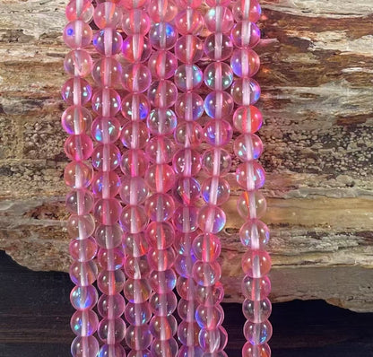Mermaid Glass Beads aka Mystic Aura Quartz, Round 6mm 8mm