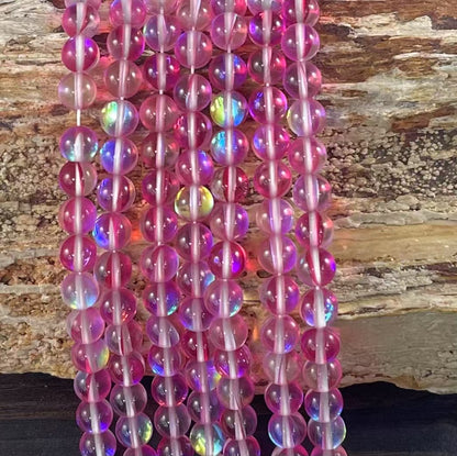 Mermaid Glass Beads aka Mystic Aura Quartz, Round 6mm 8mm
