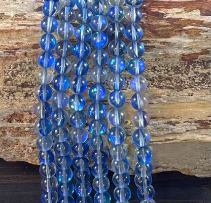 Mermaid Glass Beads aka Mystic Aura Quartz, Round 6mm 8mm