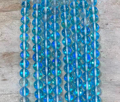 Mermaid Glass Beads aka Mystic Aura Quartz, Round 6mm 8mm