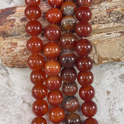 Carnelian aka Banded Agate, Round 12mm 18mm