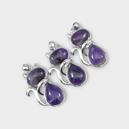 Amethyst cat shape pendant 27x45mm (1pc)