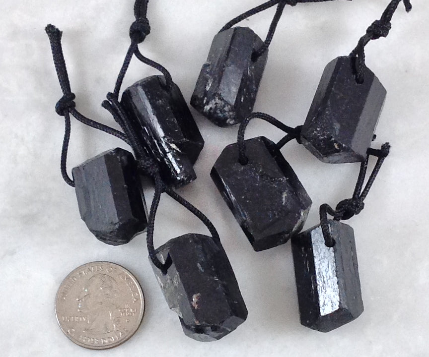 Black Tourmaline Rough Pendant (1pc)