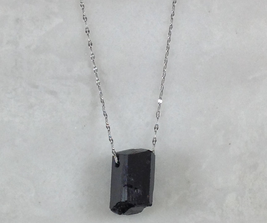 Black Tourmaline Rough Pendant (1pc)