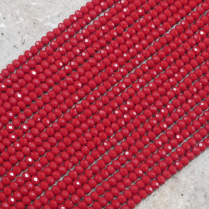 Crystal Faceted Rondelle Dark Red Coral, 2mm 4mm 6mm 8mm