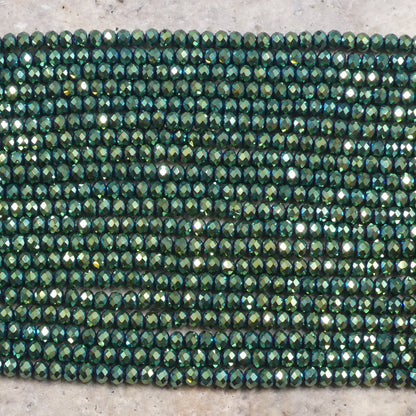 Crystal Rondelle Metallic Green Iris, 2mm 4mm 6mm 8mm