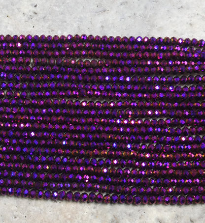 Crystal Rondelle Metallic Purple, 2mm 4mm 6mm 8mm