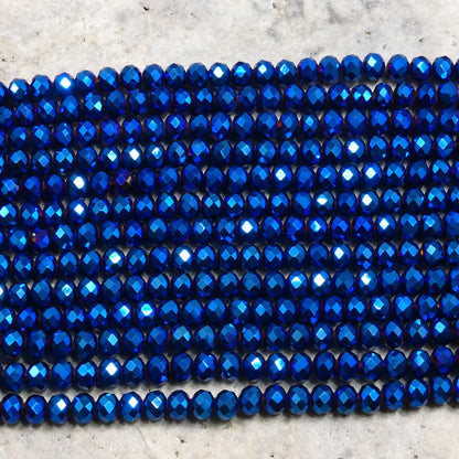 Crystal Rondelle Metallic Blue, 2mm 4mm 6mm 8mm