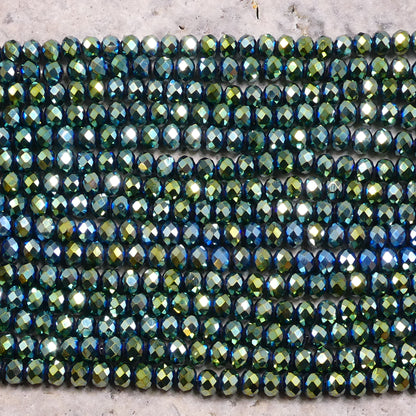 Crystal Rondelle Metallic Green Iris, 2mm 4mm 6mm 8mm