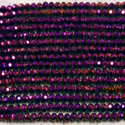 Crystal Rondelle Metallic Purple, 2mm 4mm 6mm 8mm