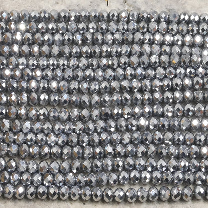 Crystal Rondelle Metallic Silver, 2mm 4mm 6mm 8mm