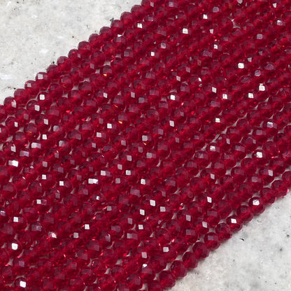 Crystal Rondelle Ruby Red, 2mm 4mm 6mm 8mm