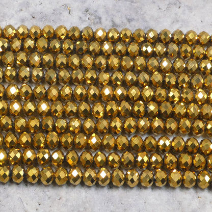 Crystal Rondelle Metallic Gold, 2mm 4mm 6mm 8mm