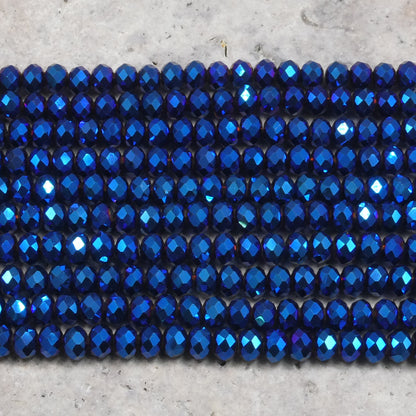 Crystal Rondelle Metallic Blue, 2mm 4mm 6mm 8mm