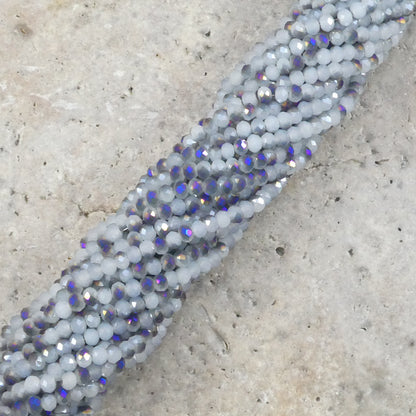 Crystal Rondelle Metallic Purple & White, 2mm 4mm 6mm 8mm