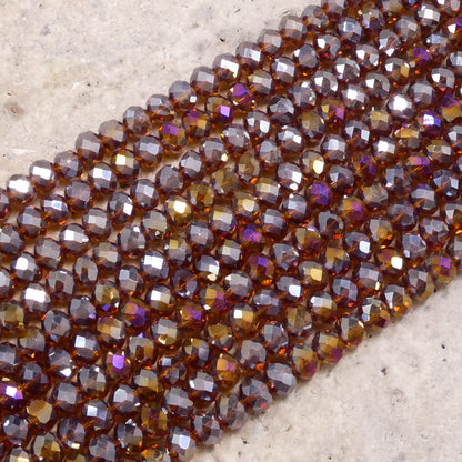 Crystal Rondelle Smoked Topaz AB, 2mm 4mm 6mm 8mm