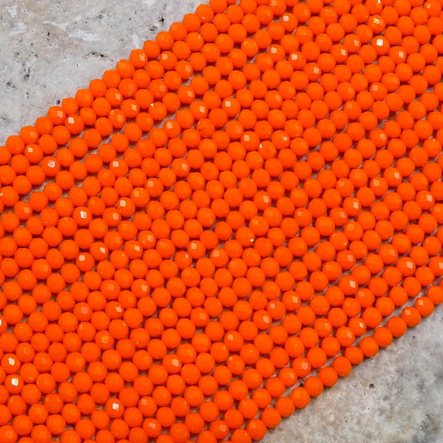 Crystal Faceted Rondelle Neon Orange, 2mm 4mm 6mm 8mm