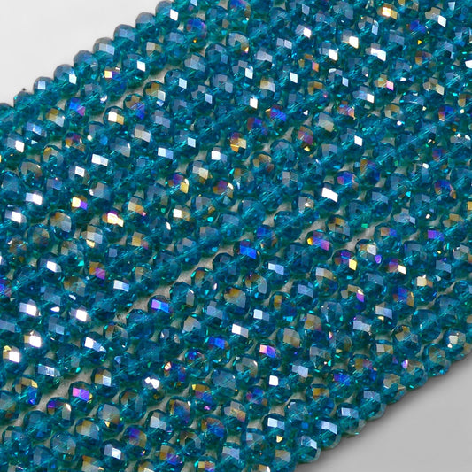 Crystal Rondelle Blue Zircon AB, 2mm 4mm 6mm 8mm