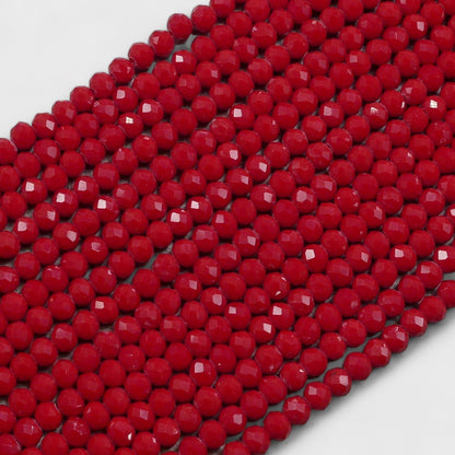 Crystal Faceted Rondelle Dark Red Coral, 2mm 4mm 6mm 8mm