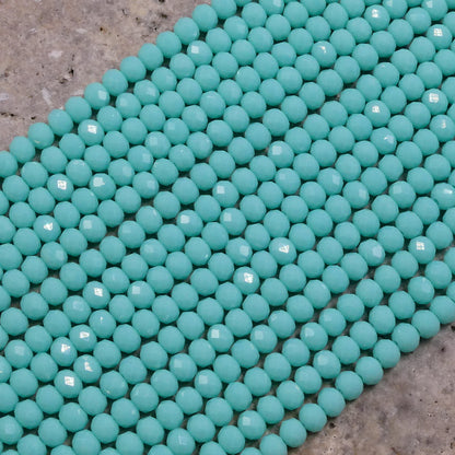 Crystal Faceted Rondelle Mint Alabaster, 2mm 4mm 6mm 8mm