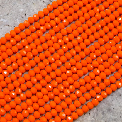 Crystal Faceted Rondelle Neon Orange, 2mm 4mm 6mm 8mm