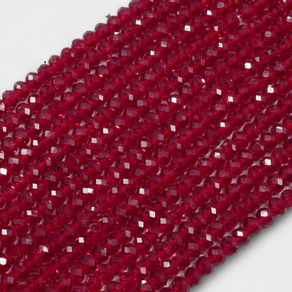 Crystal Faceted Rondelle Ruby Red, 2mm 4mm 6mm 8mm
