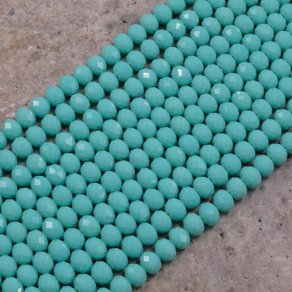 Crystal Faceted Rondelle Mint Alabaster, 2mm 4mm 6mm 8mm