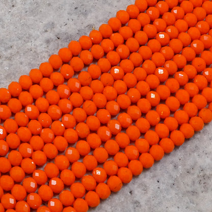 Crystal Faceted Rondelle Neon Orange, 2mm 4mm 6mm 8mm