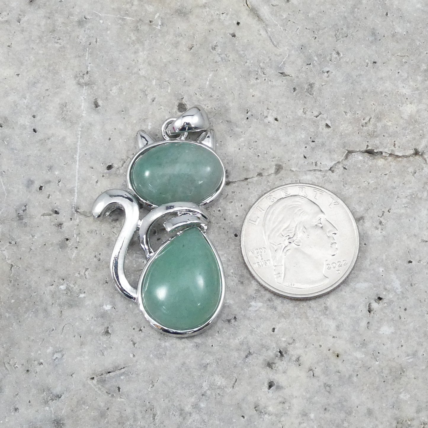 Green Aventurine cat shape pendant 27x45mm (1pc)