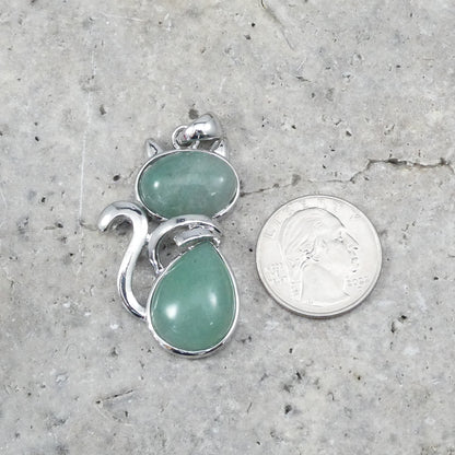 Green Aventurine cat shape pendant 27x45mm (1pc)