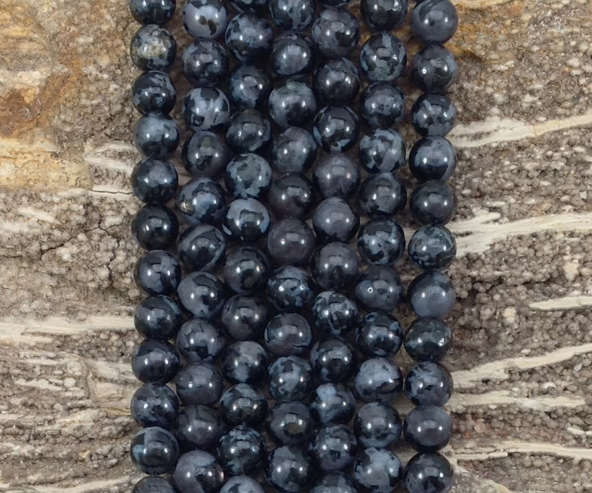 Indigo Gabbro aka Mystic Merlinite, Round 6mm 8mm