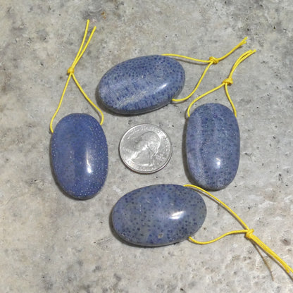 Natural Blue Coral 23-27x38-43 mm Oval Pendant 1.5mm Hole (1pc)